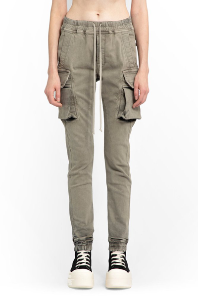 Rick Owens Drkshdw Elasticated Drawstring Waistband Tapered Trousers In Beige
