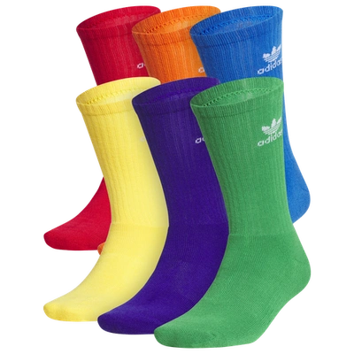 Adidas Originals Mens  Trefoil Brights 6-pack Crew Socks In Yellow/green/purple