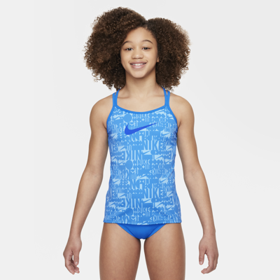 Nike Swim Retro Flow Big Kids' (girls') T-back Tank Topini Set In Blue