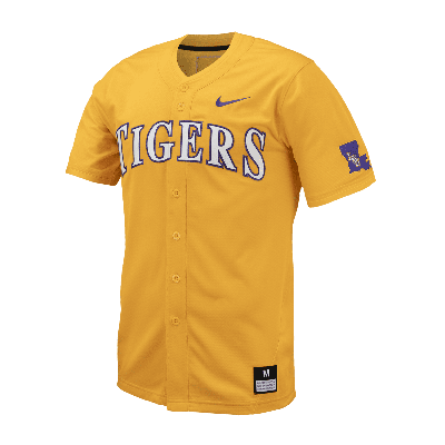 Nike Gold Lsu Tigers Replica Full-button Baseball Jersey In Yellow