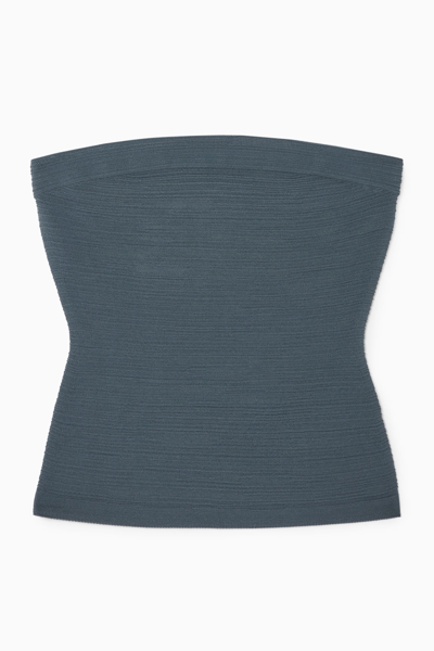 Cos Textured Bandeau Top In Turquoise