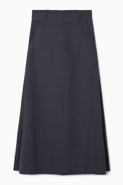 Cos Tailored Linen-blend Midi Skirt In Grey