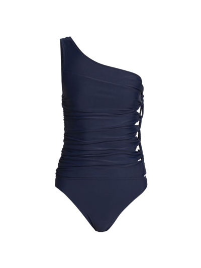 Simkhai Women's Huntley Corded One-shoulder One-piece Swimsuit In Midnight