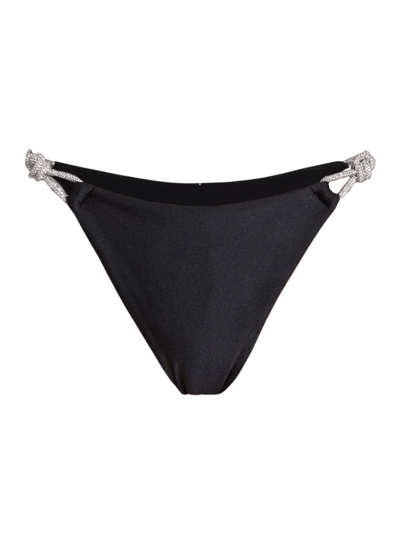 Simkhai Women's Crystal-strap Bikini Bottoms In Black