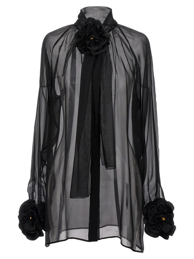 Dolce & Gabbana Rose Chiffon Shirt Shirt, Blouse Black