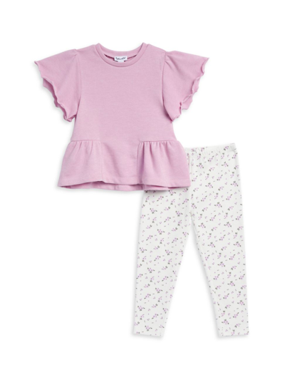 Splendid Baby Girl's & Little Girl's Peplum T-shirt & Floral Leggings Set In Peony