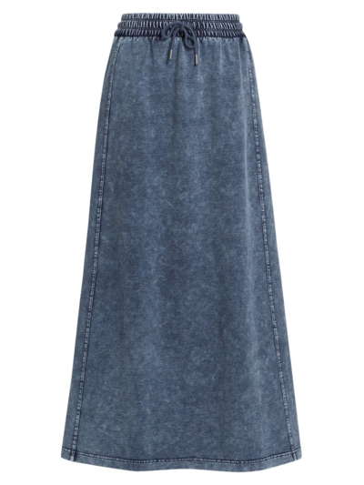 Stellae Dux Women's Drawstring Cotton-blend Maxi Skirt In Storm Wash