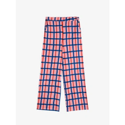 Bobo Choses Multicoloured Checked Print Straight Pant In Red