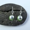 CRESTA CERAMICS STERLING SILVER AND GREEN PORCELAIN DOME EARRINGS