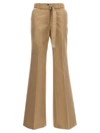 Sacai Trousers Flared Belted Waist In Beige