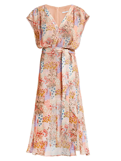 Santorelli Women's Fara Floral Georgette Faux-wrap Midi-dress In Cornflower