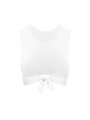 Robin Piccone Ava Longline Knot Front Bikini Top In White