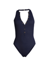 Robin Piccone Women's Amy Buttoned One-piece Swimsuit In Navy
