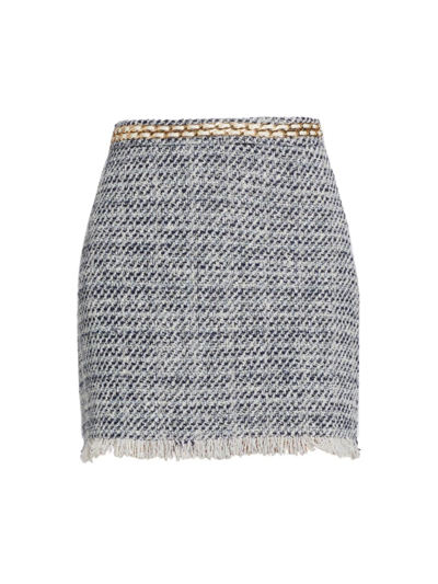 Generation Love Women's Chainlink Tweed Miniskirt In White/indigo