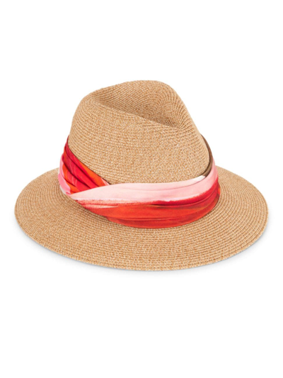 Eugenia Kim Women's Lillian Packable Straw Fedora In Sand Pink Multi