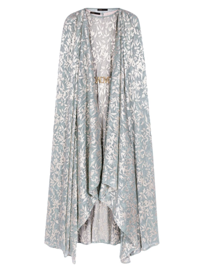 Maje Maxi Dress With Cape For Spring/summer In Light Green