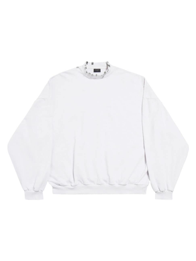 Balenciaga Pierced Round Oversized Sweatshirt In White