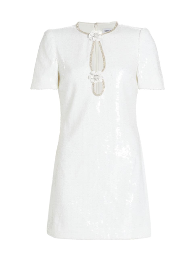 Self-portrait Sequined Short Sleeve Mini Dress In White
