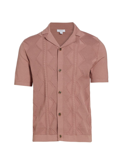 Reiss Fortune Cable Cotton Polo Sweater In Rose