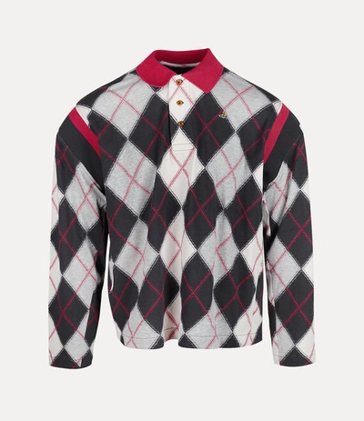 Vivienne Westwood Ls Stripped Polo In Argyle