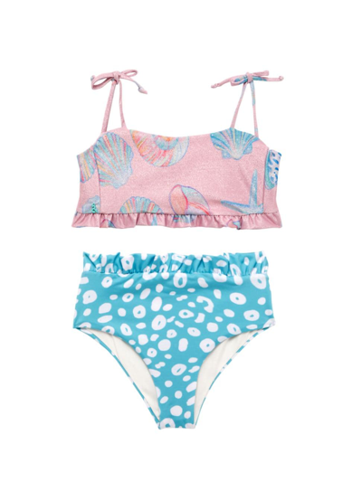 Pepita & Me Baby Girl's, Little Girl's & Girl's Tornasol Dani Bikini In Conchas Rosado Brillante