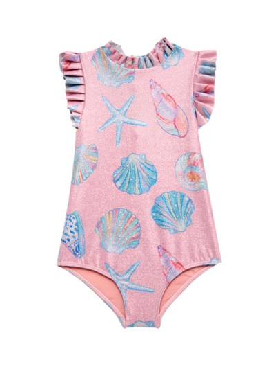 Pepita & Me Baby Girl's, Little Girl's & Girl's Tornasol Alisson One-piece Swimsuit In Conchas Rosado Brillante
