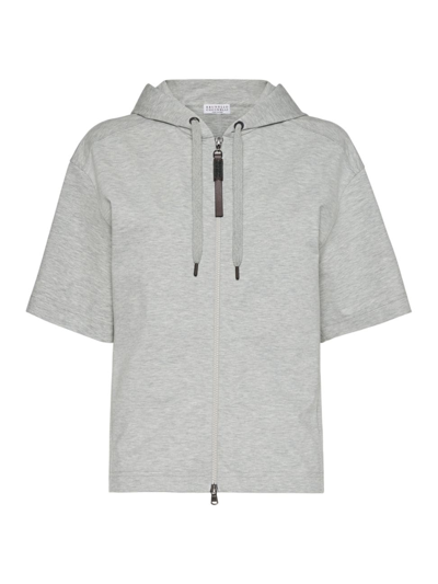 Brunello Cucinelli Cardigan Sweatshirt In Light Grey
