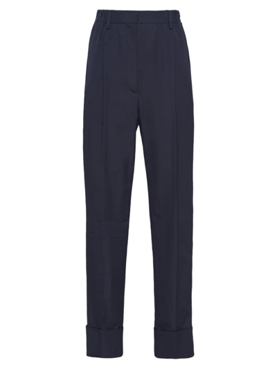 Prada Women's Light Mohair Pants In Navy