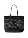 Prada Women's Large Perforated Leather Tote Bag In F0002 Nero