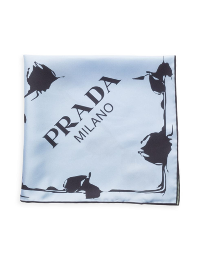 Prada Women's Printed Twill Scarf In Blue