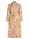 PAPINELLE WOMEN'S ELLA BELTED FLORAL COTTON SATEEN MAXI ROBE