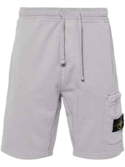 Stone Island Compass-motif Shorts In Grey