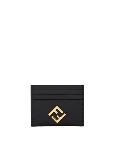 Fendi Leather Cardholder In Black