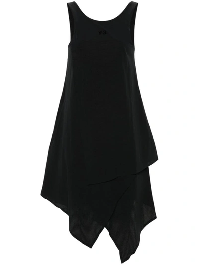 Y-3 Layered Asymmetric Mini Dress In Black