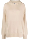 MSGM BEIGE BRUSHED-EFFECT KNITTED HOODIE