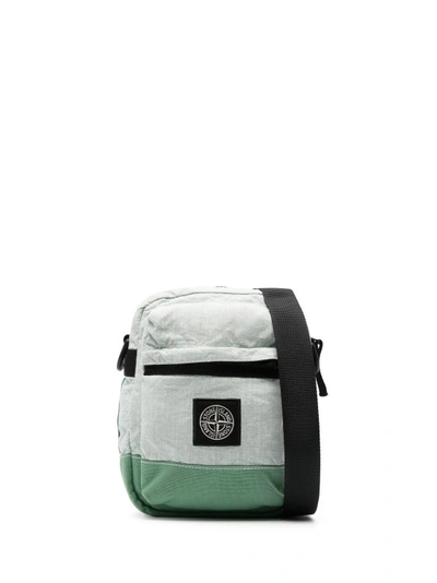 Stone Island Compass-motif Messenger Bags In Green