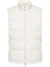 Eleventy Quilted Down Gilet In White