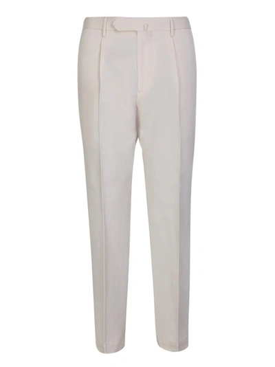 Dell'oglio White Linen And Cotton Blend Trousers