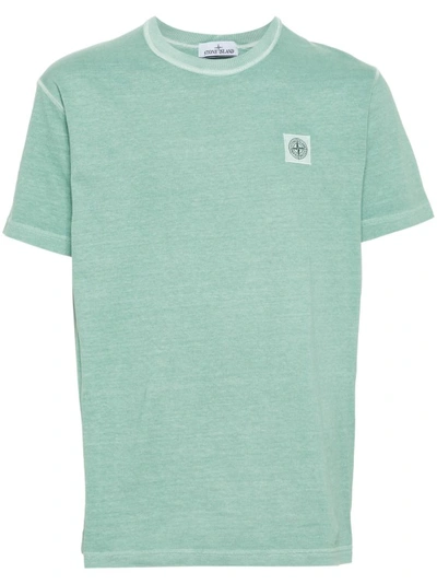 Stone Island Compass-motif Mélange T-shirt In Green
