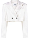 Msgm Pinstripe-pattern Cropped Blazer In White