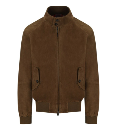 Baracuta G9 Suède Dark Olive Bomber Jacket In Green