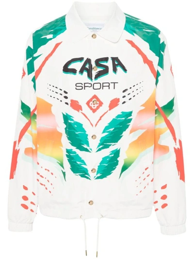 Casablanca Printed Coach Jacket In White