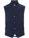 ELEVENTY NAVY BLUE QUILTED PUFFER WAISTCOAT