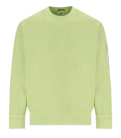 C.p. Company Diagonal Fleece White Pear Sweatshirt In Green