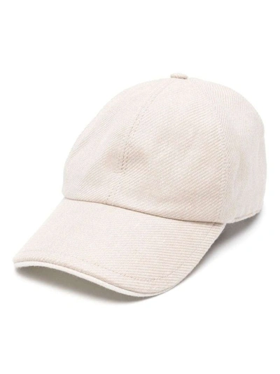 Eleventy Leather-piping Baseball Cap In Neutrals