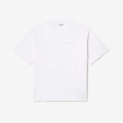 Lacoste Men's Loose Fit Heavy Cotton Embroidered T-shirt - Xxl - 7 In White