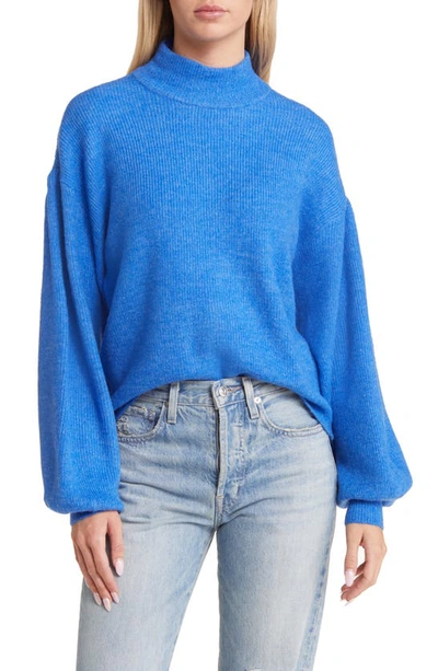 Vero Moda New Rubellefile Mock Neck Sweater In French Blue Detail