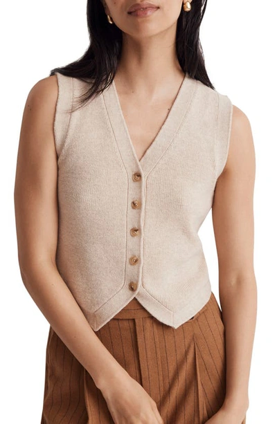 Madewell V-neck Sweater Vest In Heather Natural