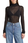Rag & Bone Valencia Sheer Polka Dot Turtleneck Top In Polka Dot