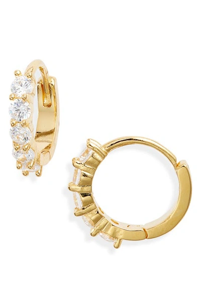 Nordstrom Everyday Cubic Zirconia Huggie Hoop Earrings In Clear- Gold